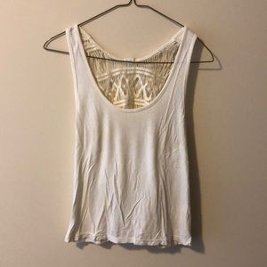 White Crotchet Back Tank Top